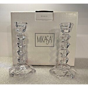Mikasa Austrian Crystal Jewelstone 2 Piece Candle Holders 5.5" x 3" New In Box